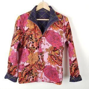 Casual Studio S Reversible Jacket Denim Contrast Stitching Floral pink 70s retro